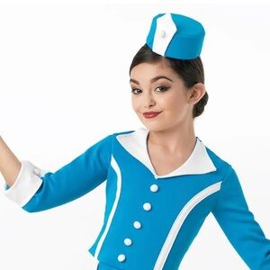 Weissman fly me to the moon Adult Medium Blue airline dress and hat